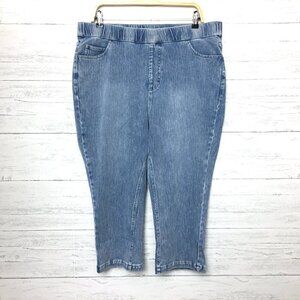 New Isaac Mizrahi Live Women's Crop Jeans Light Wash Elastic Waist Stretch 16